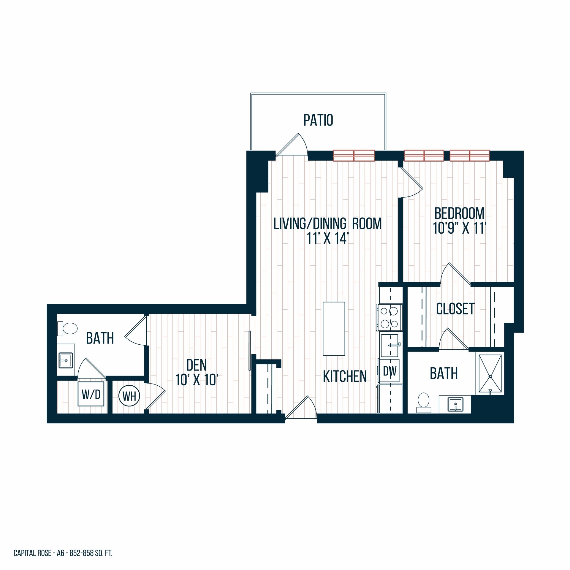 Capitol Rose Luxury Apartments in Washington, DC A6 Floor Plan